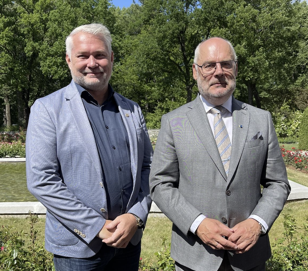 Morten Reimers standing beside Alar Karis, President of Estonia, in Tallinn